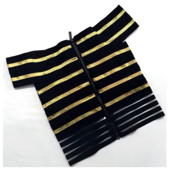 Shimmering Black & Gold Off Shoulder Top - Picture 3 of 11